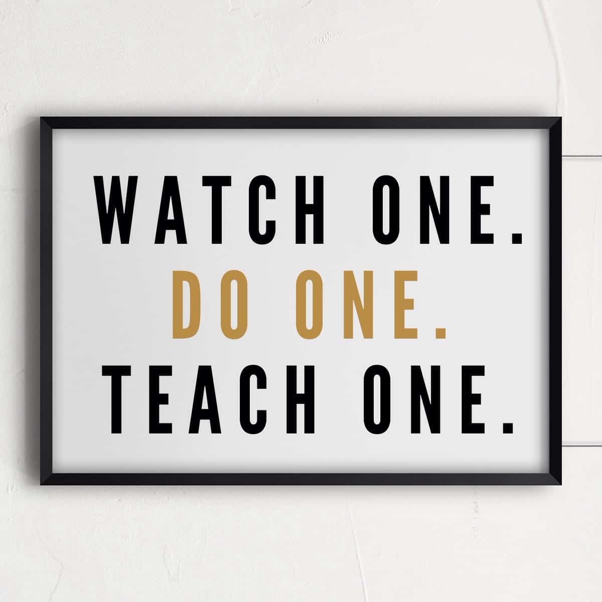 Watch one, do one, teach one? [Could you?]